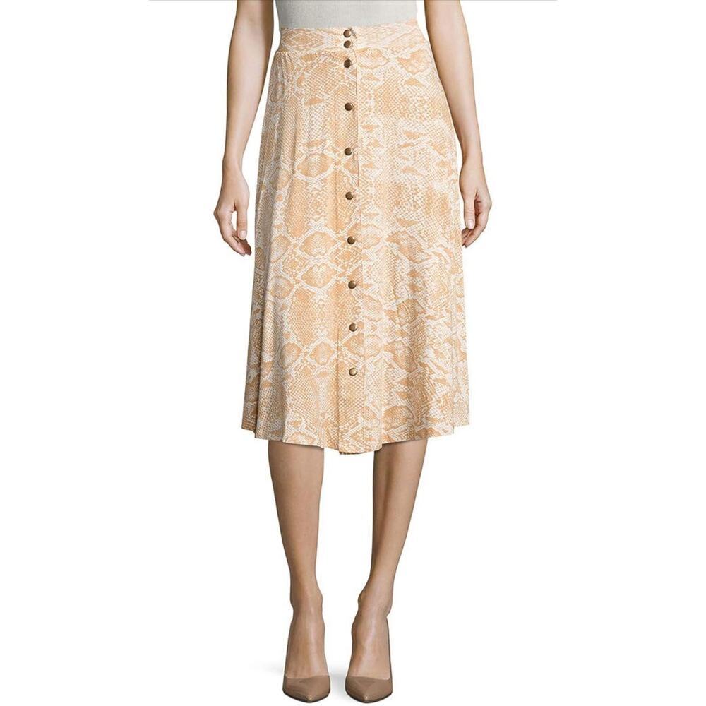 Rachel Pally Stretchy Modal Spandex Priya Skirt Miso Viper Snakeprint Small Snap